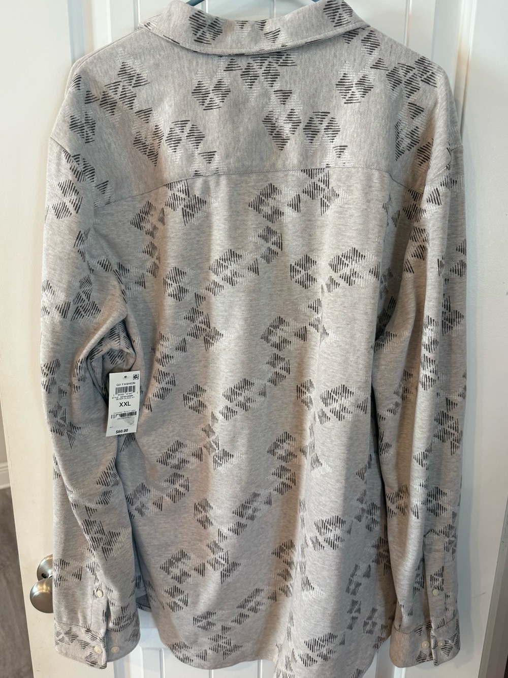 XXL NWT Alfani Light Gray Geometric Button-Up Cardigan Sweater - Picture 5 of 5